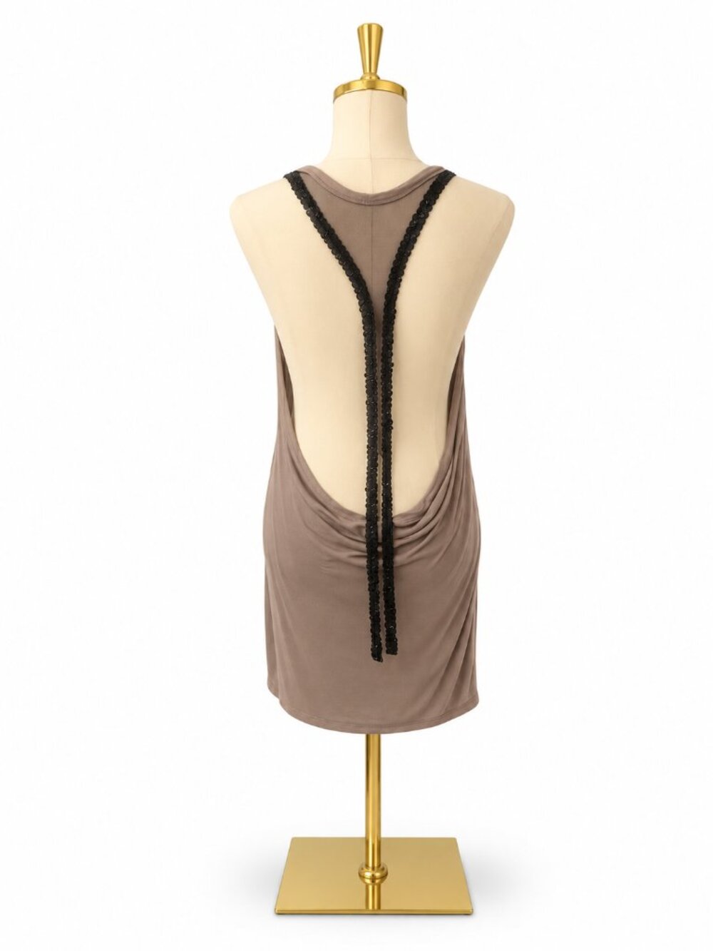 Religion Backless T shirt dress w Black Bead drop -size 6